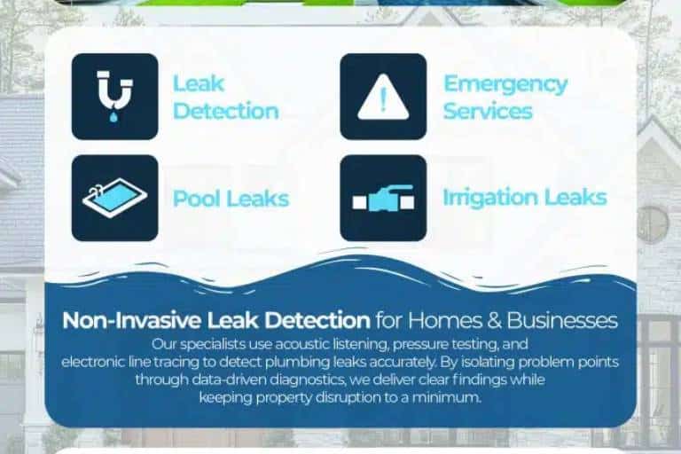 Leak detection services for pools, irrigation, and emergencies. Non-invasive solutions for homes and businesses.